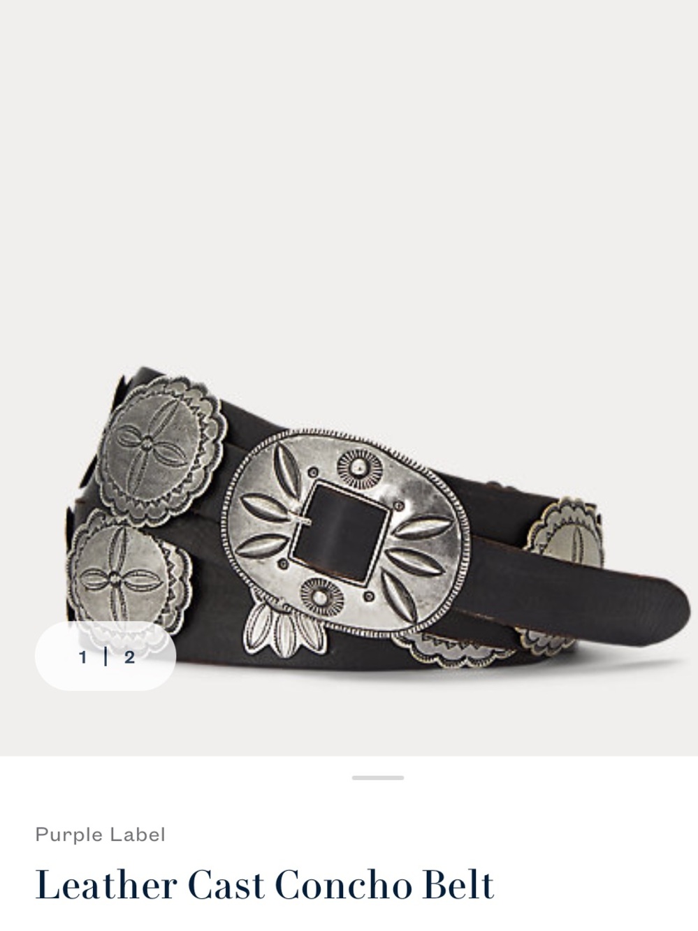 NWT $2,950 Ralph Lauren Collection Black Leather Concho Belt Size: XS Soldout!! - Picture 1 of 3